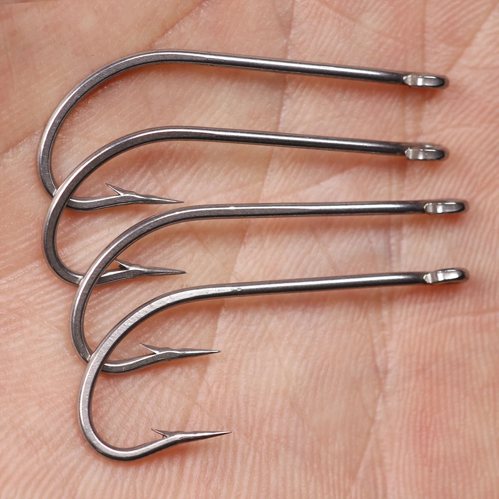 ICERIO 50PCS Stainless Steel O\'SHAUGHNESSY Long Shank Saltwater Fishing Hook Clouser Minnow Sculpin Streamer Fly Tying Hooks