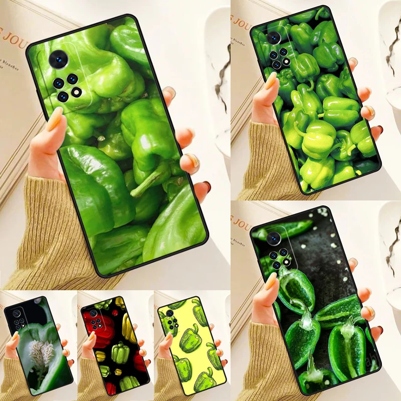 Green Capsicum Vegetable Case For Samsung Galaxy S24 Plus S23 S20 S21FE Lite S22 Ultra Note 20 S8 S9 S10 Phone Coque