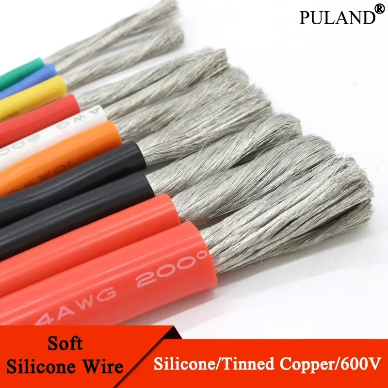 1M/5M Kabel żaroodporny 30 28 26 24 22 20 18 16 15 14 13 12 10 AWG Ultra miękki przewód silikonowy Wysokotemperaturowa elastyczna miedź