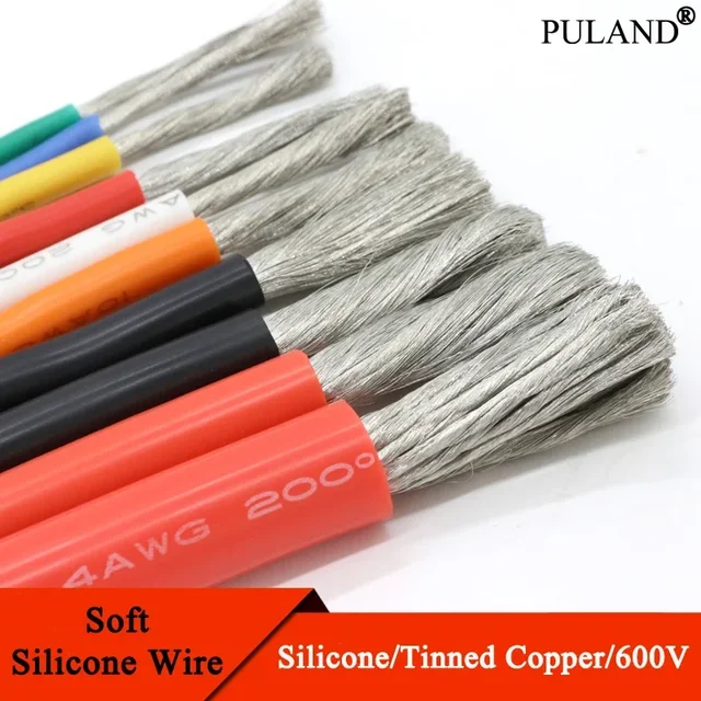 1M/5M Kabel żaroodporny 30 28 26 24 22 20 18 16 15 14 13 12 10 AWG Ultra miękki przewód silikonowy Wysokotemperaturowa elastyczna miedź