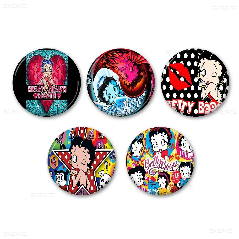 B-Betty Doll B-Boop Girl دبوس زر ناعم مشرق مطبوعة أيقونة هدية للأصدقاء شارة طوق بروش التلبيب دبوس معدني