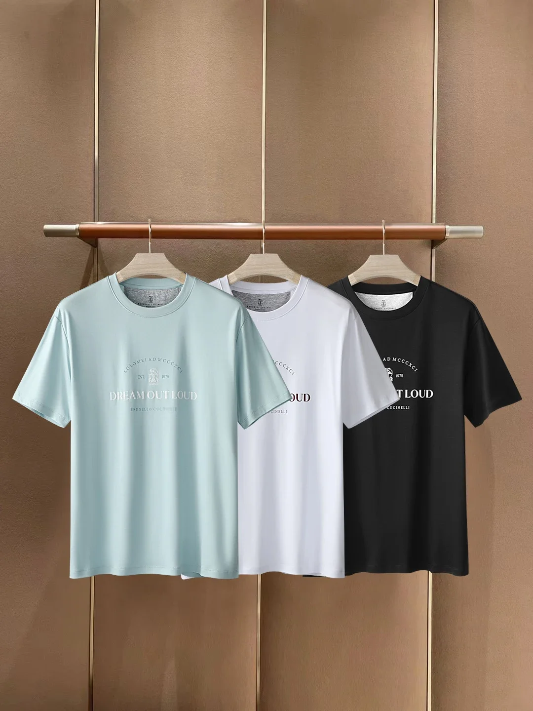 

T-Shirt men cotton 2024 summer New ventilate Solid Color Casual Appear Thin Sleeve Embroidery Decoration Italy Old Money