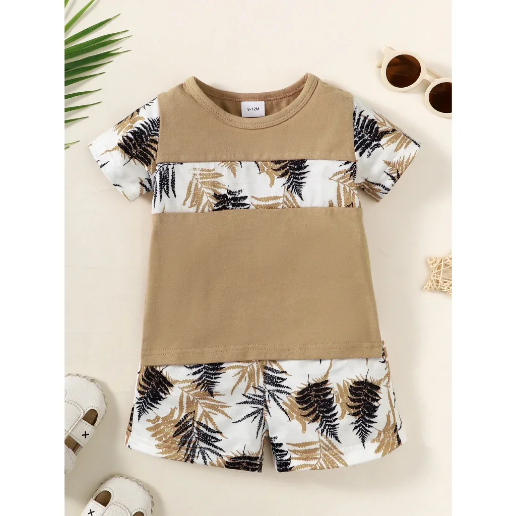 2PCS Summer Baby Boy Clothing Set Short Sleeves Top+Shorts Handsome Beach Style Daily Casual Clothing for Toddler Boy 0-3 Years