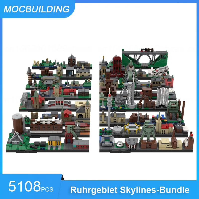 

MOC Building Blocks Wuppertal & Witten & Solingen & Duisburg Architecture Skylines Model DIY Assemble Bricks Display Toys Gifts