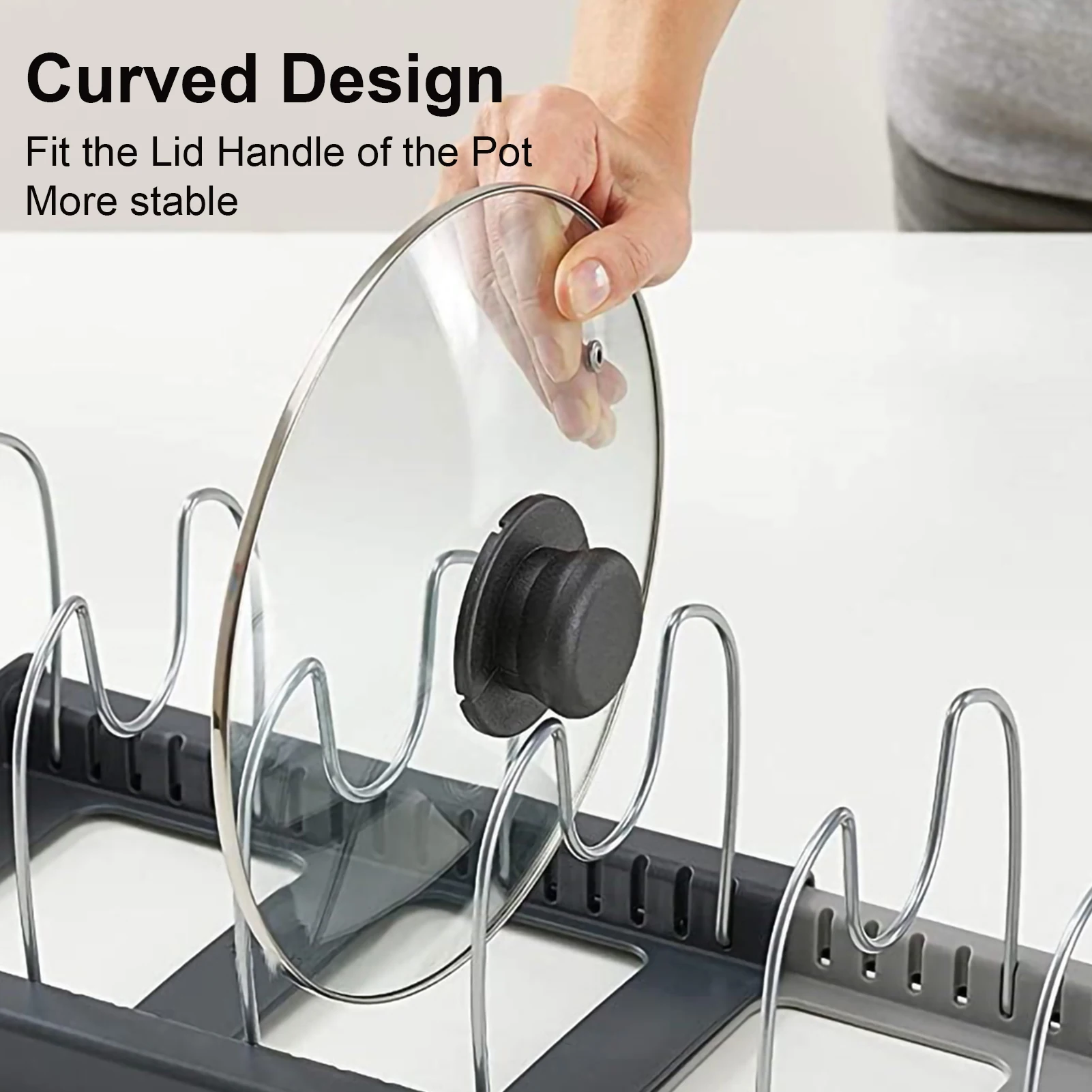 Scalable Pot Lid Holder Kitchen Organizer Pot Cover Storage Rack Pan Shelf Cabinet Drawers Pot Lid Rack Chopping Board Holder