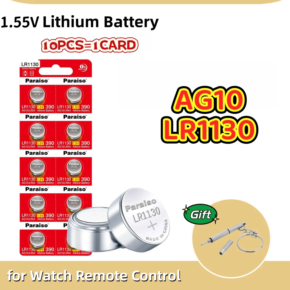 4-100PCS AG10 LR54 Button Batteries LR1130 L1131 SR1130 1.55v Button Cell Coin Battery for Watches Calculator High Capacity