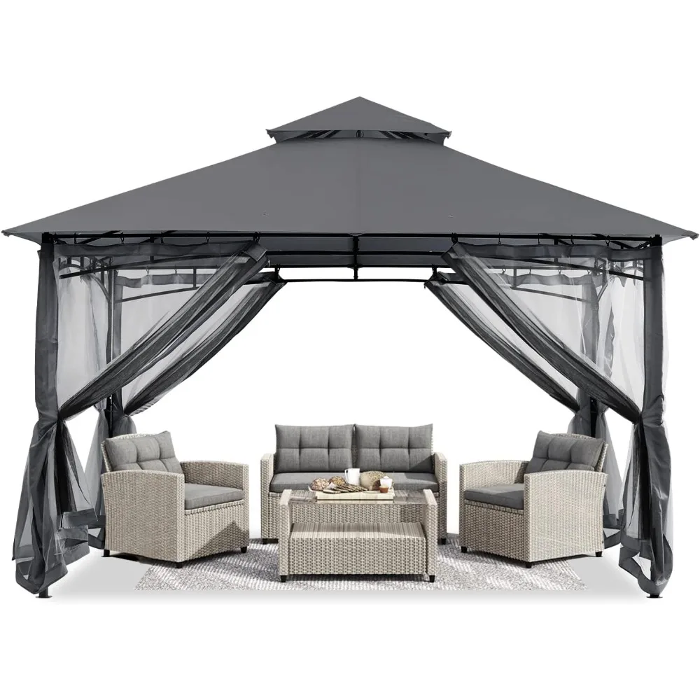 

Gazebos for Patios 8x8 - Outdoor Steel Frame Gazebo with Mosquito Netting for Lawn Backyard Garden Deck (Dark Gray)