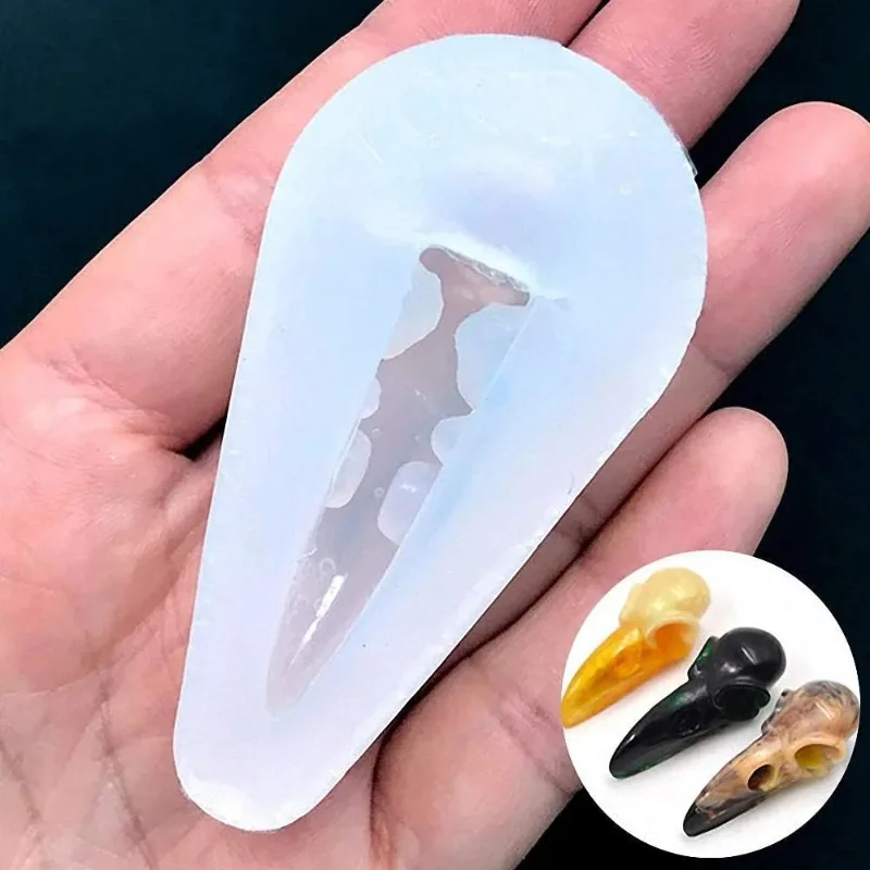 3D Raven Skull Silicone Mold Bird Skeleton Head Mold Crow Mold Halloween Jewelry Making Epoxy Resin Casting Art Jewelry Tools