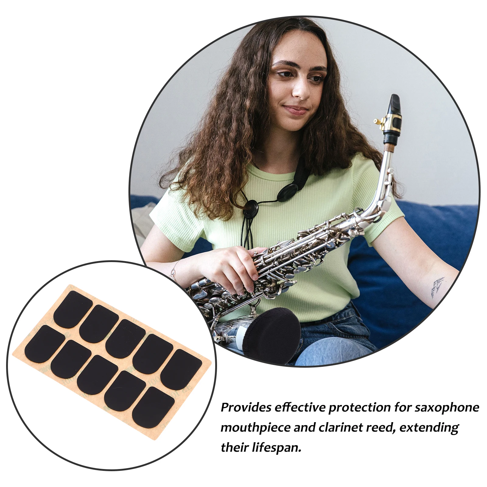 

10 Pcs Clarinet Tooth Pad Mouthpiece Soprano Sax Thick Cushions Saxophone Sound Hole Black and Pads