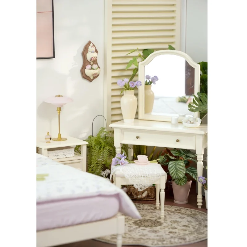 Meubles de maison de poupée en bois massif, accessoires de lit rétro, Table de chevet Bjd Blyth soldat Lol, chambre à coucher, modèle Miniature, ornement, 1/6