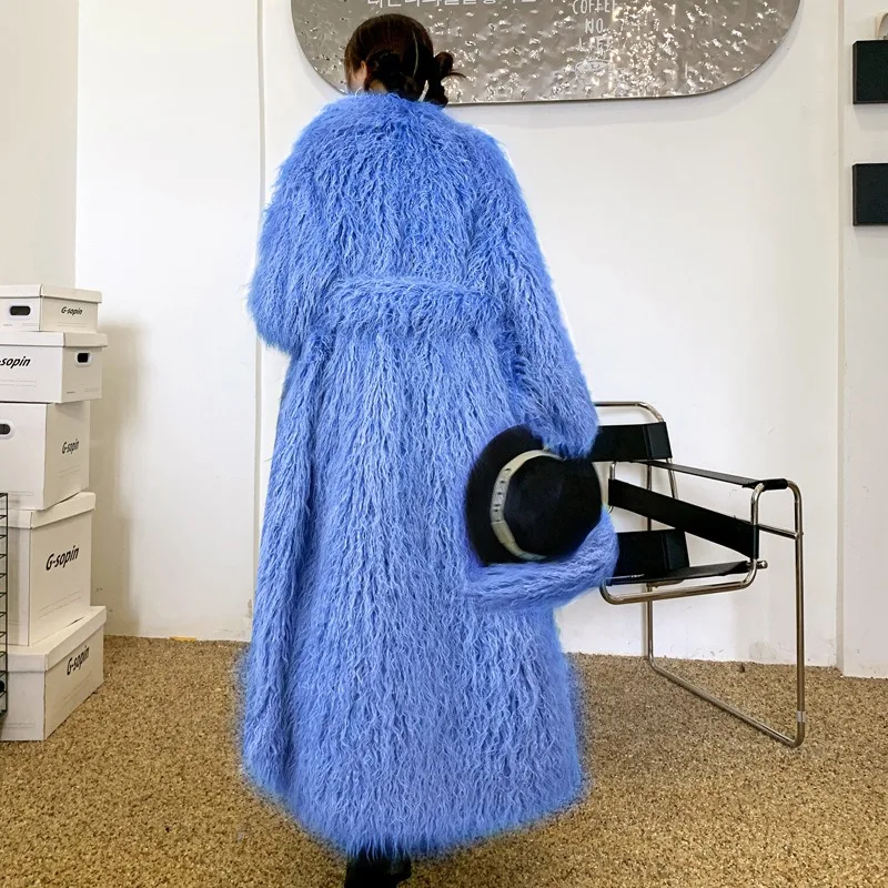 Women's Clothing Fur Coats Wool Coats Extra-long Coat Below-the-knee Trench Coat  Winter Coats Trendy Jacket Comfortable Tops