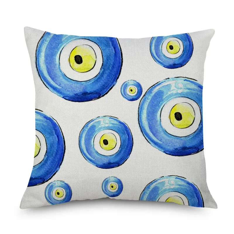 Turkish Evil Eyes Cushion Covers Hamsa Hand Arabic Folk Culture Art Home Decorative Pillows For Sofa Living Room Home Decoration