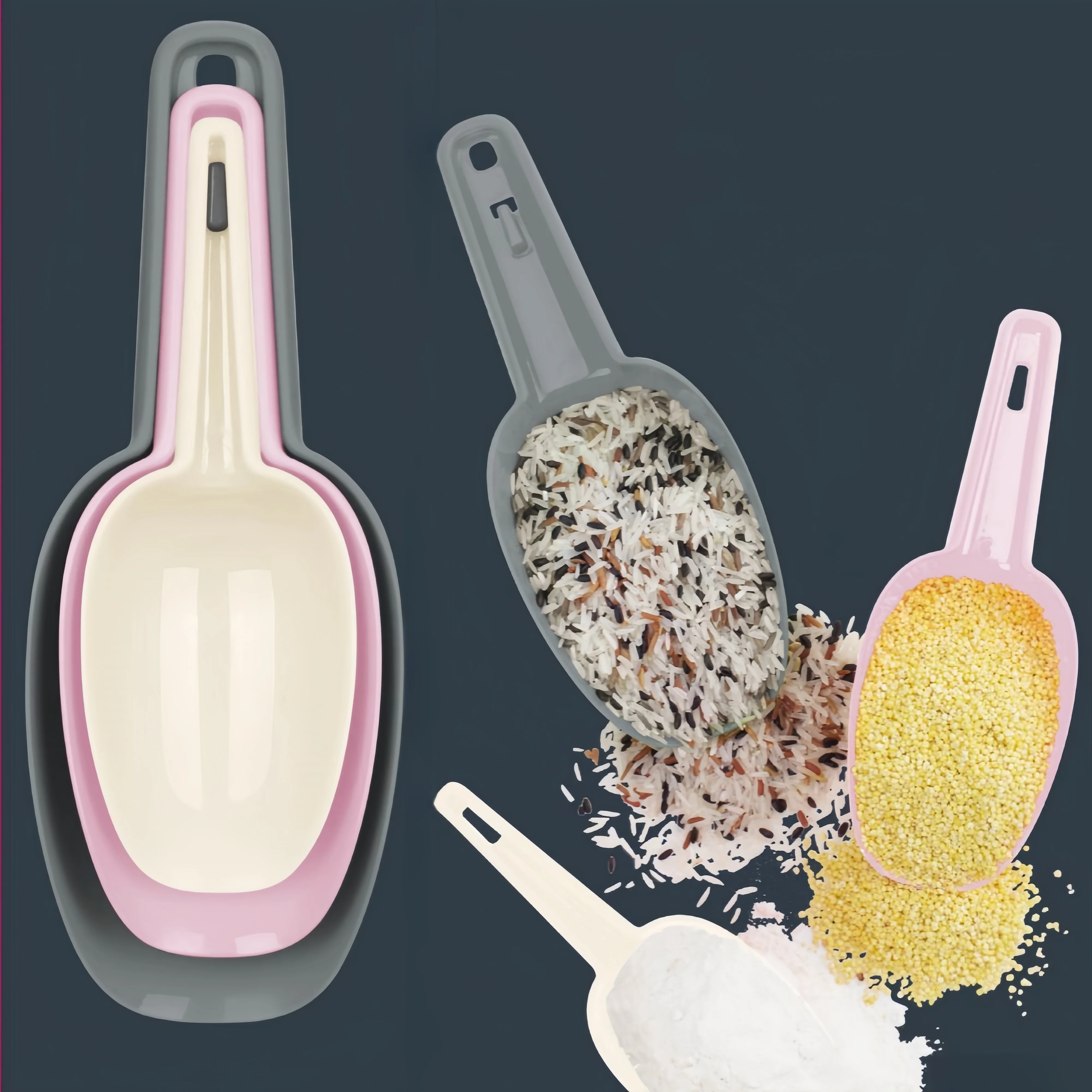 Scoop set 3 pcs in one stackable Wheat Scoop Stackble Flour Scoop Rice Scoop Bean Kitchen Gadget