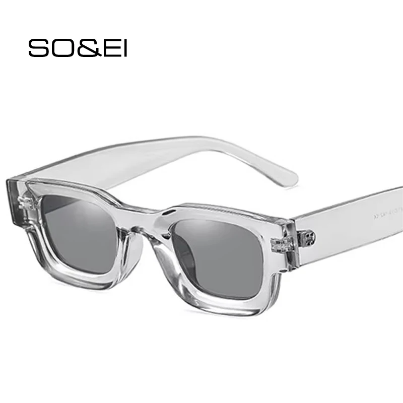 

SO&EI Ins Popular Fashion Square Polarized Men Sunglasses Retro Punk Women Trending Yellow Blue Shades UV400 Sun Glasses