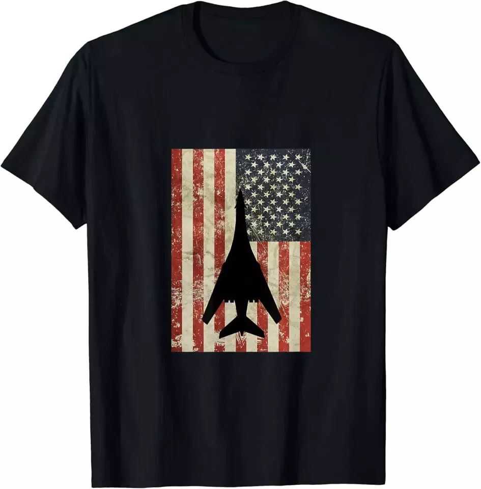 American USA Flag B-1 Lancer Bomber Army  Pilot Best Quality Tee S-5XL.