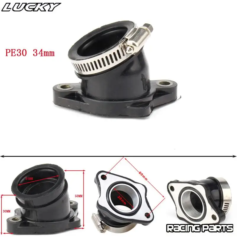 New Motorcycle Dirt Bike Racing PE30 34mm Carburetor Rubber Angled Adapter Inlet Intake Pipe For MIKUNI VM24 OKO28 KOSO30