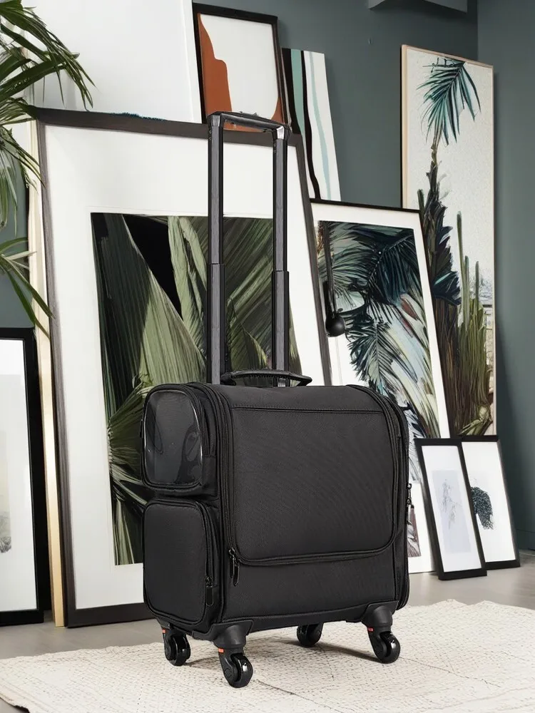 뷰티 아티스트를 위한 메이크업 케이스 - 바퀴가 달린 견고한 롤링 화장품 정리함, 다중 칸막이 여행용 도구 상자