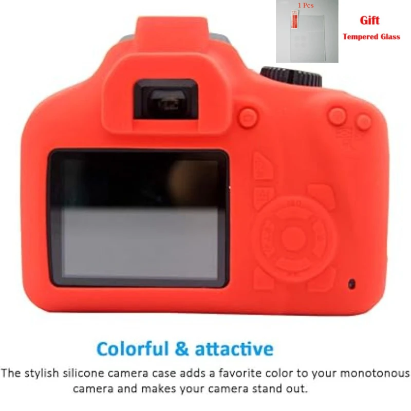 For Canon 3000D 4000D Silicone camera bag, Mirrorless camera protective  shockproof soft rubber cases + 1PCS Free Tempered Film