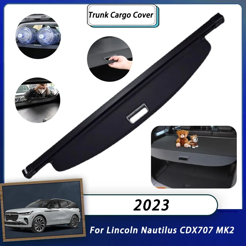 

Rear Cargo Cover For Lincoln Nautilus CDX707 MK2 2023 Car Trunk Luggage Curtain Organizer Retractable Shielding Accessories