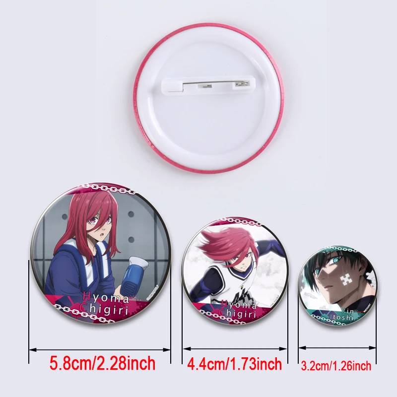 Blue Lock HD Print spilla Anime Badge Cartoon FigureHyoma Chigirl Seishiro Nagi Round Display spille spilla regalo gioielli