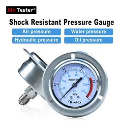 Xin Tester 0-60Mpa odporny na wstrząsy ze stali nierdzewnej powietrza oleju hydraulicznego gwint G1/4 miernik ciśnienia bez glicerolu