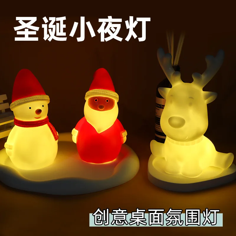 Brilhante Snowman Dolls Night Lights, Tabletop Deer Decorações, Presentes De Natal Para Namoradas