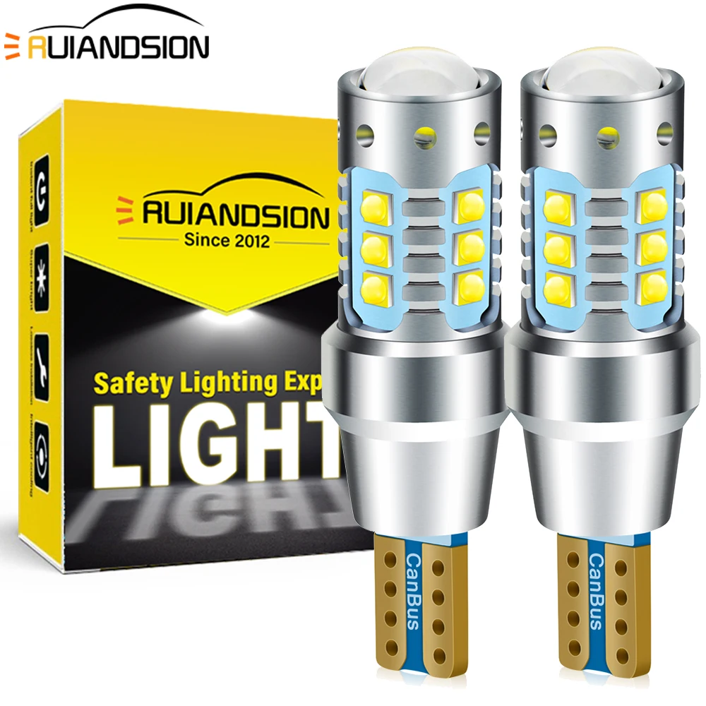 

2Pcs/Lot 30W/50W/60W/80W AC12V 24V W5W T10 ERROR Free Interior White LED CANBUS 6/10/12/16-SMD XBD chips with Projector Lens