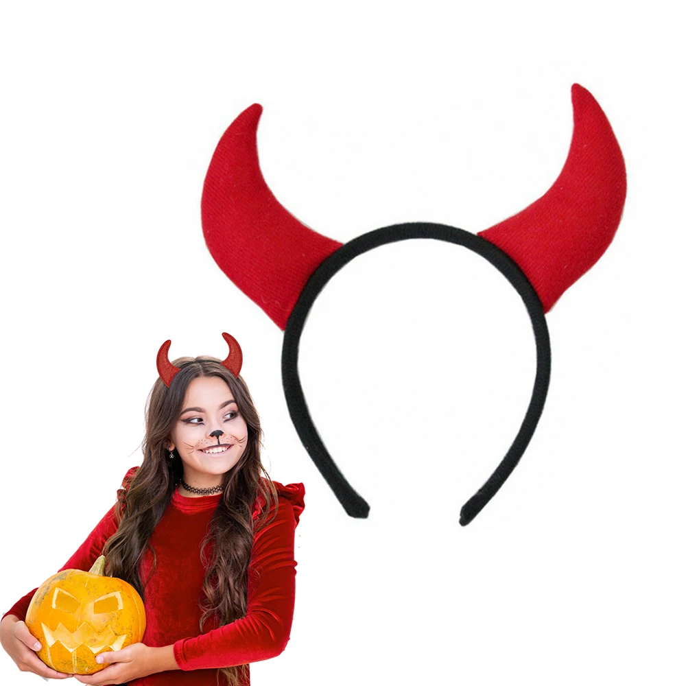 붉은 악마 뿔 머리띠 공포 동물 헤드 피스 코스프레 악마 할로윈 파티 의상 액세서리 마술 지팡이 크리스마스 선물