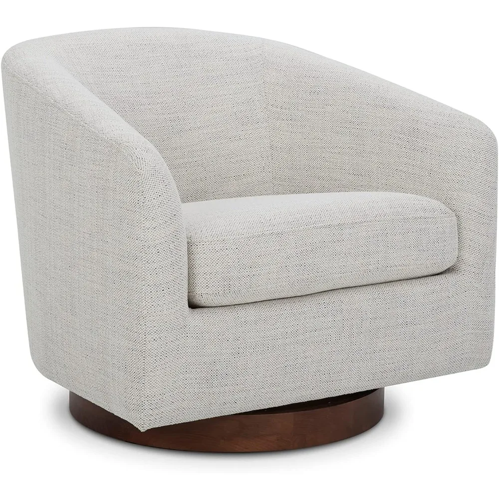 CHITA Swivel Accent Chair, Fabric Barrel Chair for Living Room, Ivory