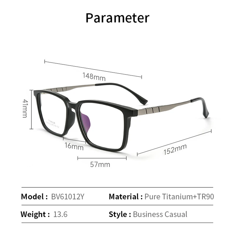 Xbora Trendy Fashion Glasses Retro Square Pure titanium optical prescription glasses frame men and women new 2024 BV61012Y