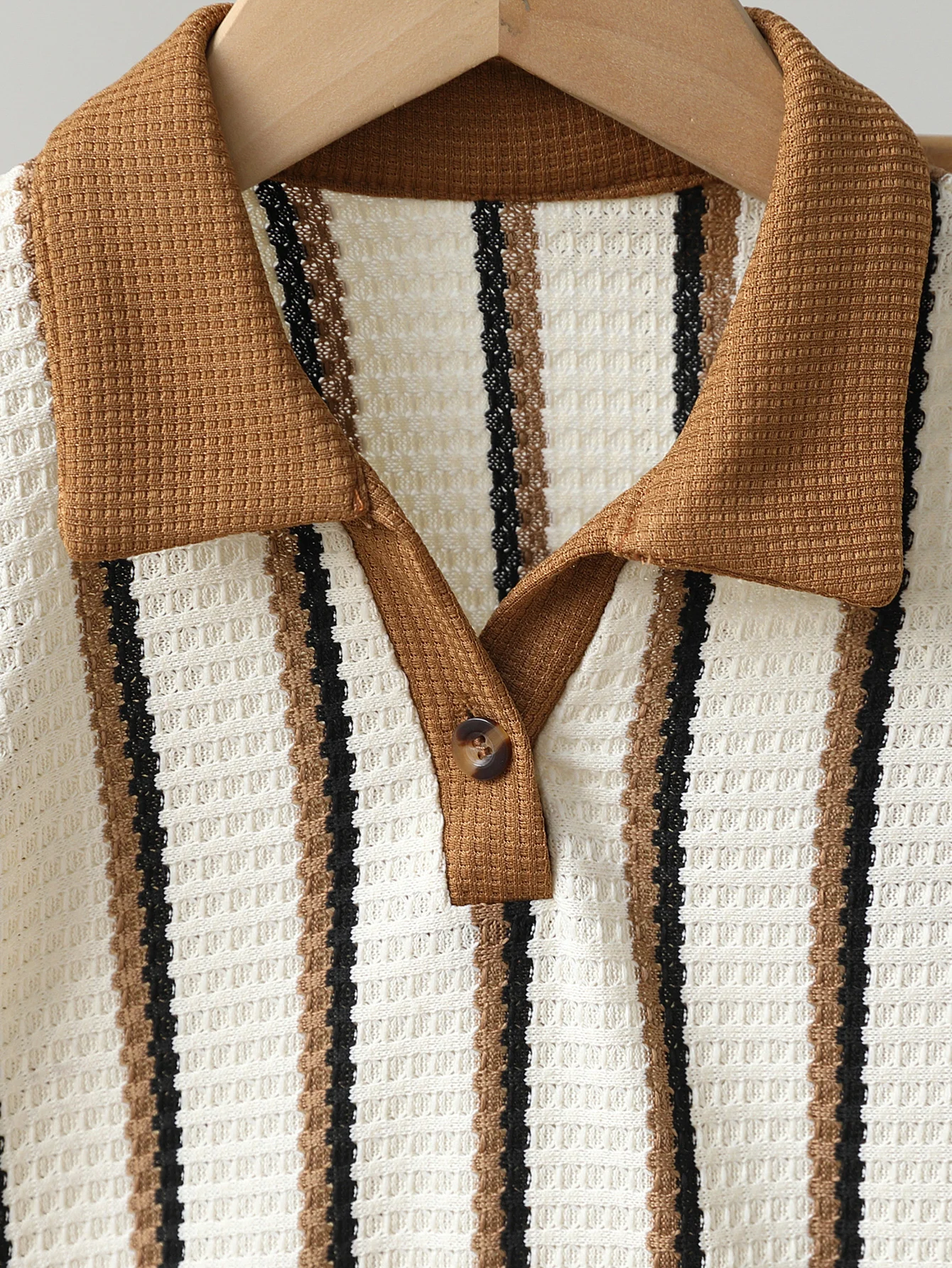 Baby Jungen 2-teiliges Set, lässiges Textil-Poloshirt mit Kurzarm und gestrickte Shorts, Sommer-Sportoutfit – Detail 5