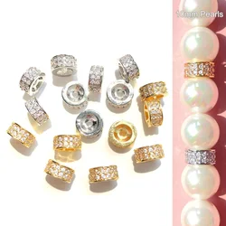 20pcs Micro Pave Wheel Spacers Gold-Plated Rondelle Beads for Women Bracelet Necklaces Earring Necklaces Waist Jewelry Findings