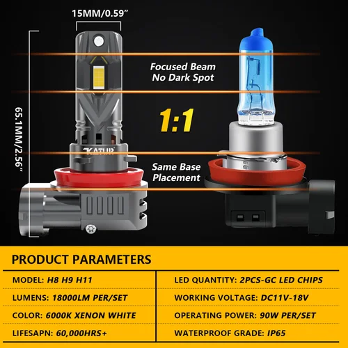 Imagen 2 del producto Luz LED Canbus para coche, Turbo faro antiniebla, diodo 100 K, 12V, H8, H9, H11, H16, 9005 W, 20000LM, HB3, 9006, H7, HB4, 9012, Hir2, 6000, 2 unidades