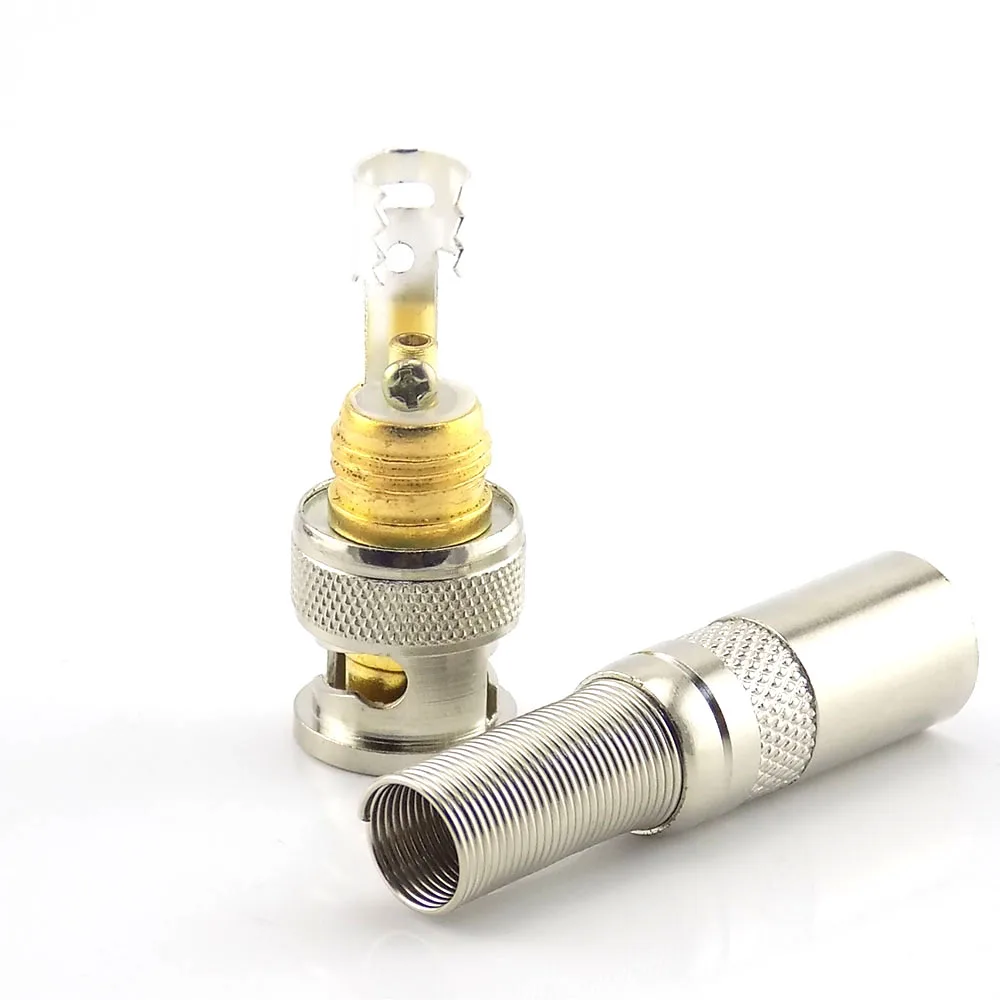 Solda Solda BNC macho Plug conector, RG59 cabo coaxial CCTV câmera de vídeo cobre zinco Twist-On