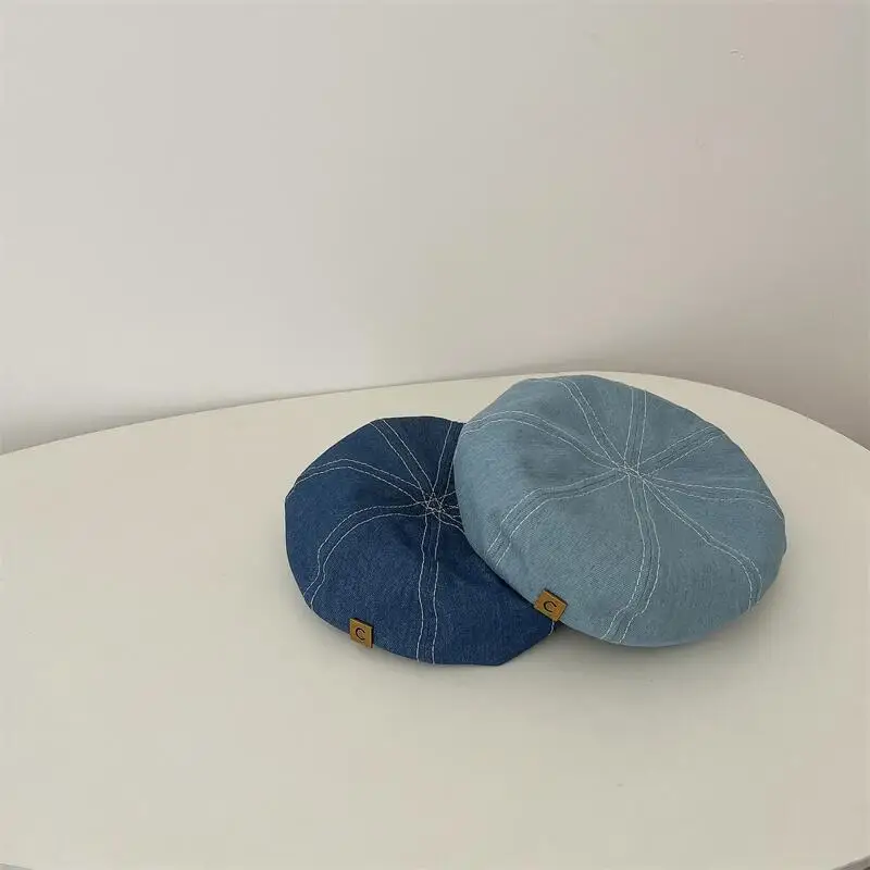 Korea Denim Baby Beret Hat Fashion Girls Boys Baby Hat Spring Autumn Kids Beret Hats Soft Baby Bonnet Caps Kids Accessories