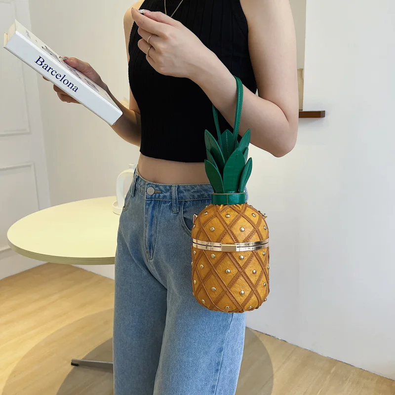 Women\'s Personality Pineapple Handbag Summer Autumn New Fashinable Versatile Crossbody Bag Portable Bucket Bag