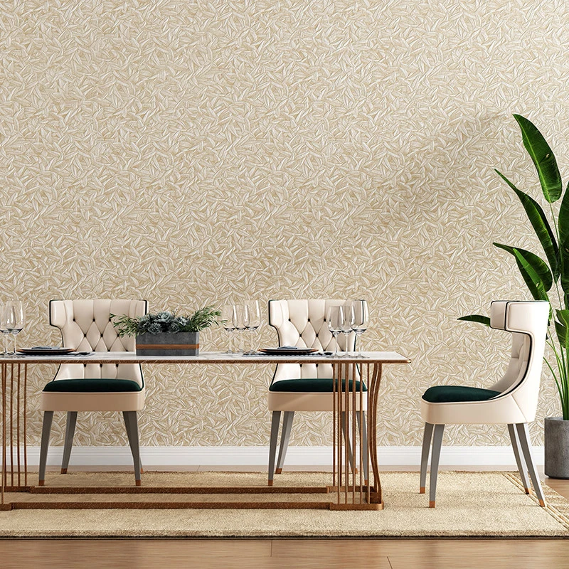 3D Embossed Leaf Wallpaper Pure Color Waterproof Wall Paper Modern Botanical Mural for Living Room TV Background Home Decor Roll