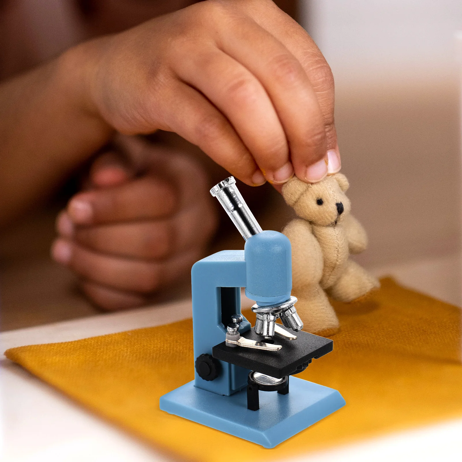 

2pcs Mini Microscope for Dollhouse Blue Plastic Educational Science Kit DIY Assembly Compact High Definition Magnification