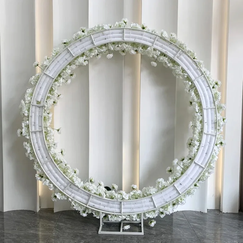 Wedding Decoration Supplies Silk Roses Flower Artificial Flowers White Round Circle Wedding Arch Backdrop For Wedding Decoration