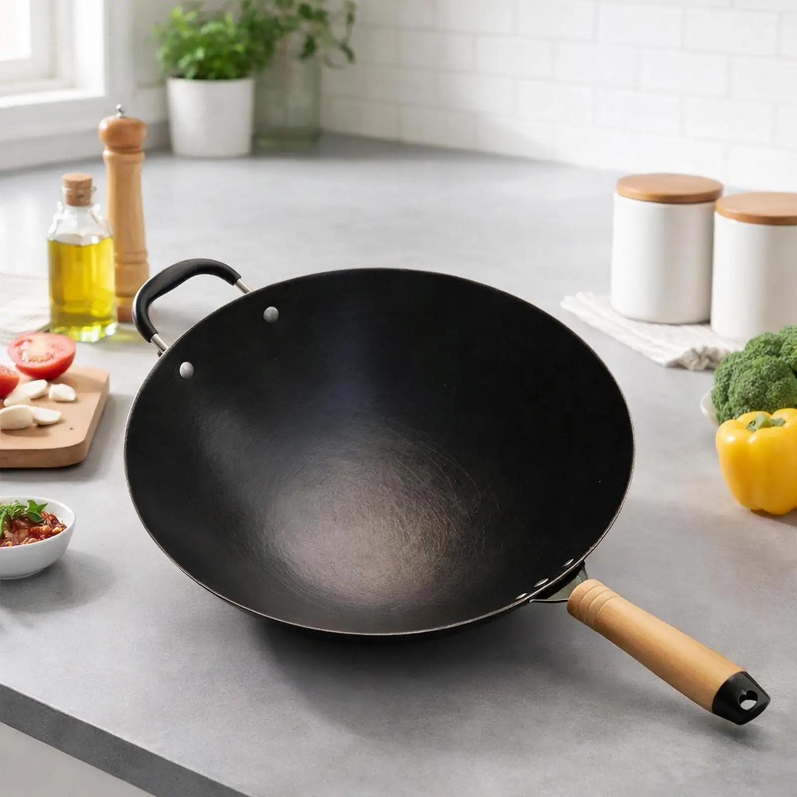 Iron Non Stick Wok Pan Handmade Frying Pan Universal Cookware Pot for Induction Cooker and Gas Stove Kitchen Use Iron Non Stick Wok Pan Handmade Frying Pan Universal Cookware Pot for Induction Cooker and Gas Stove Kitchen Use