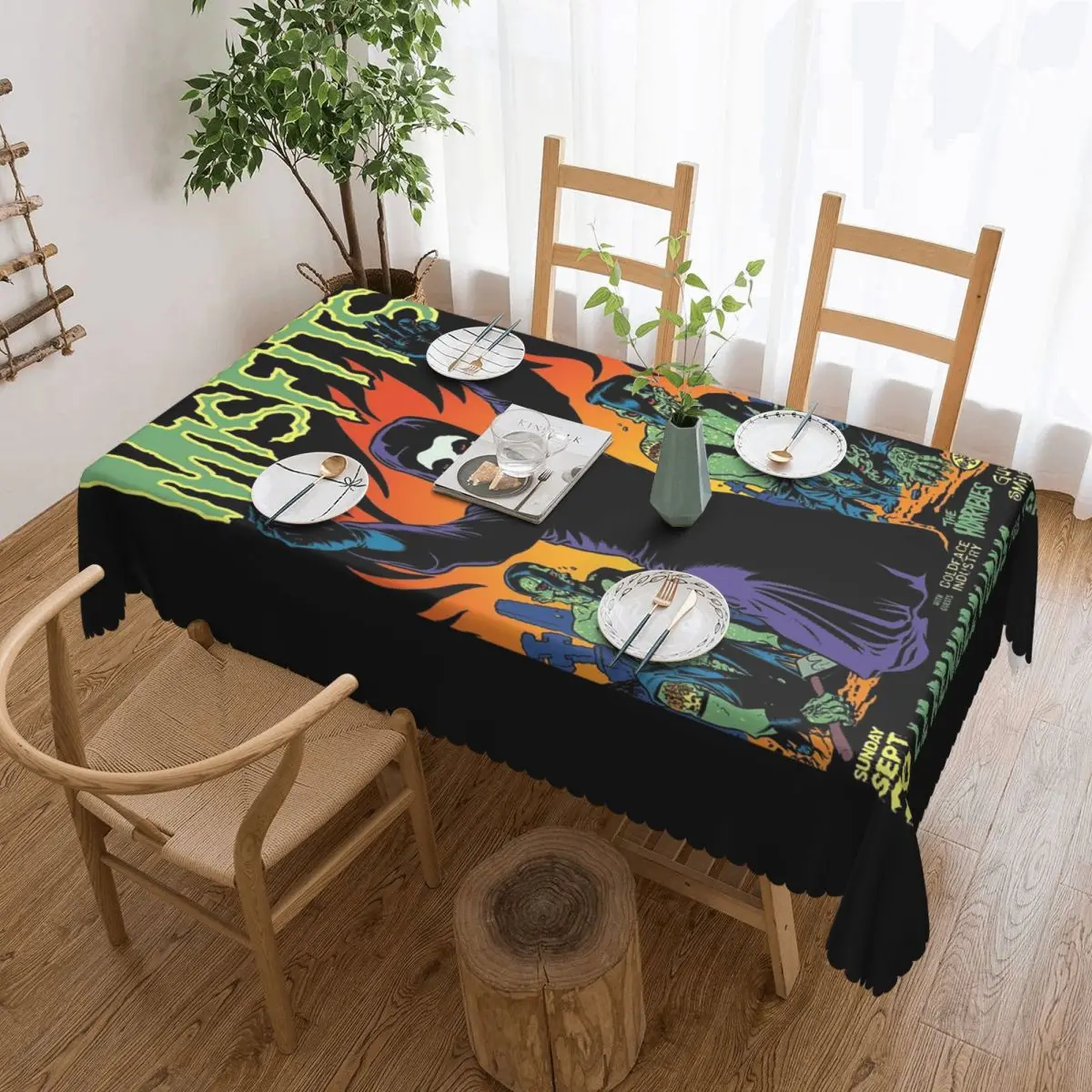 Heavy Metal Misfits Skull Custom Rectangular Tablecloth Waterproof Table Cover for Dining Events Table Cloth