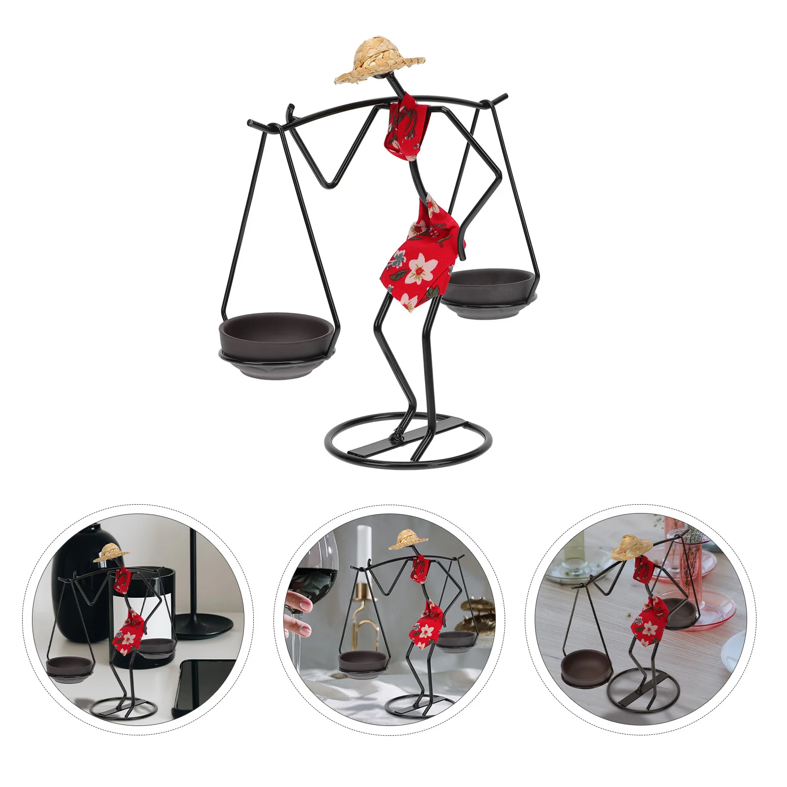 

Carry Load Shape Candleholder Elegant Creative Decorative For Home Office Restaurant Desktop Decor Retro Style Stand