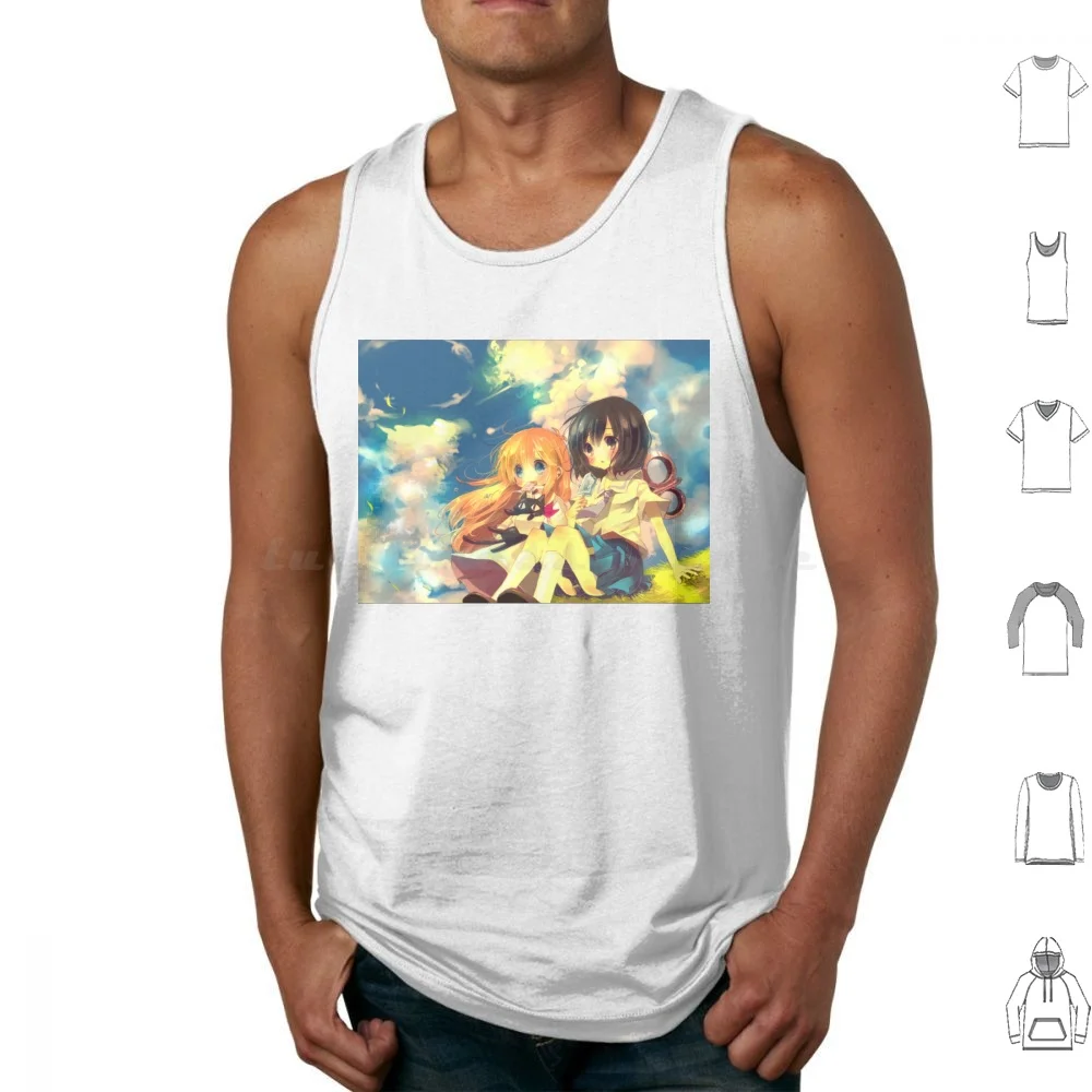 Nichijou Latest Artwork Tank Tops Print Cotton Anime Manga Nichijou Hakase Same Shark Japanese Cute My Ordinary