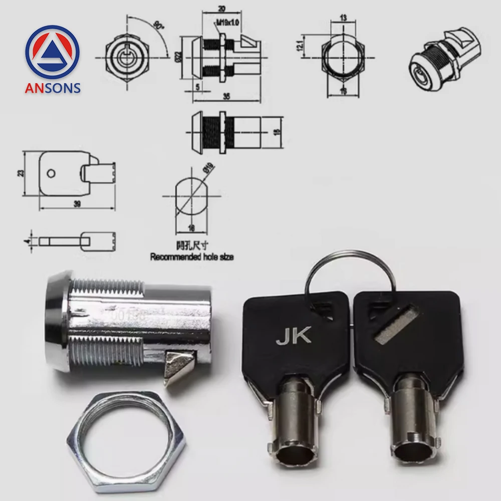 

00198 KONE OTIS Elevator Control Cabinet Lock Electrical Box Door Lock Key Ansons Elevator Spare Parts