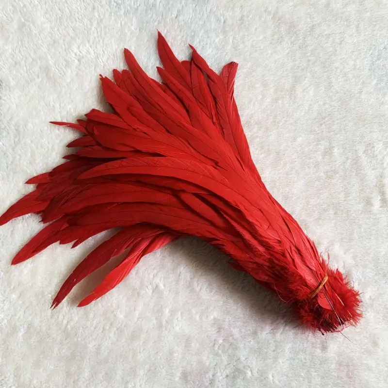 Großhandel natürliche Hahn Schwanz Federn 25-45cm/10-18 Zoll 100 stücke Federn gelb schwarz rot DIY Schwanz Kleidung Zubehör Party – Detail 6