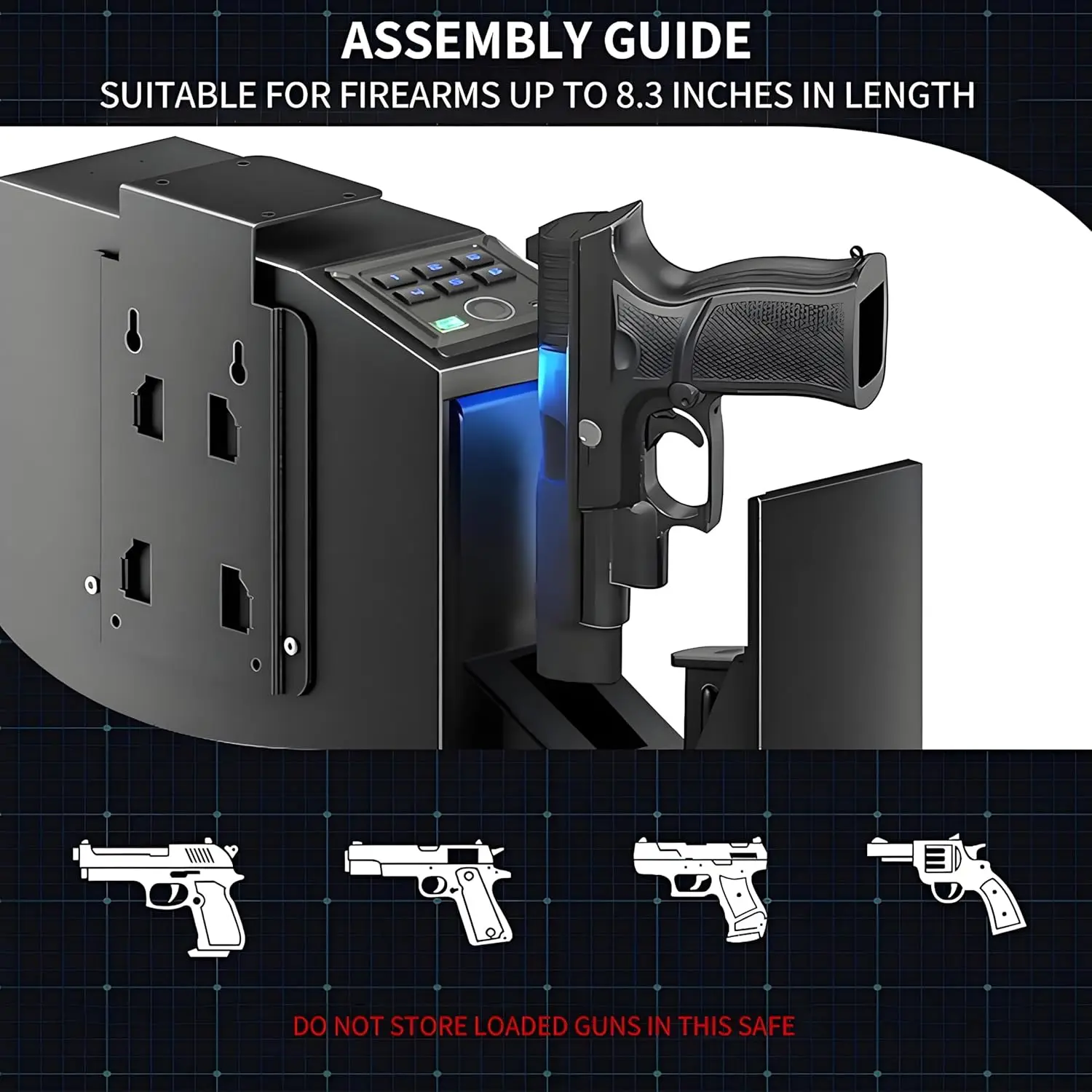 Biometric Fingerprint Mountable Gun Safe, Passcode, Keys and Quick Access Auto Pop，Gun Safe for Nightstand, Desk, Bed Side