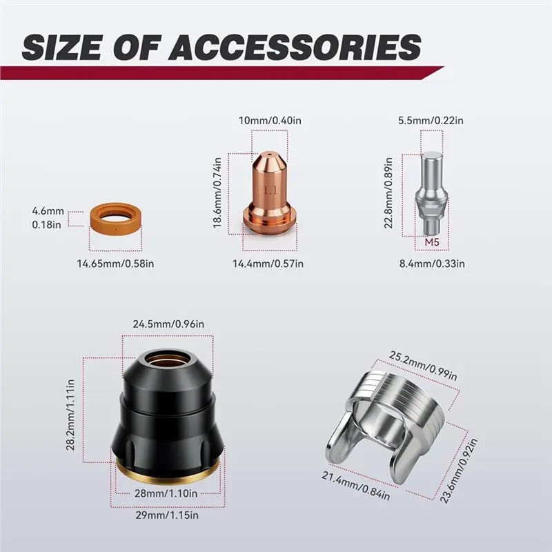 ABVC 23 قطعة لطراز CUT55 متوافق مع البلازما IPT60 لمجموعة المواد الاستهلاكية لشعلة القاطع. 045 "الملحقات #6