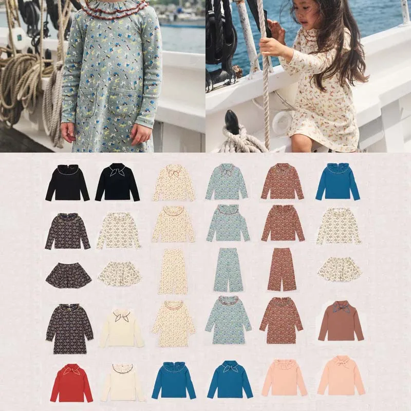 

PER-SALE 2025 Autumn MP Baby Girls Dress Two Piece Set of Flower Lace Base Long Sleeved Shirt and Pants Kids Boutique Clothes