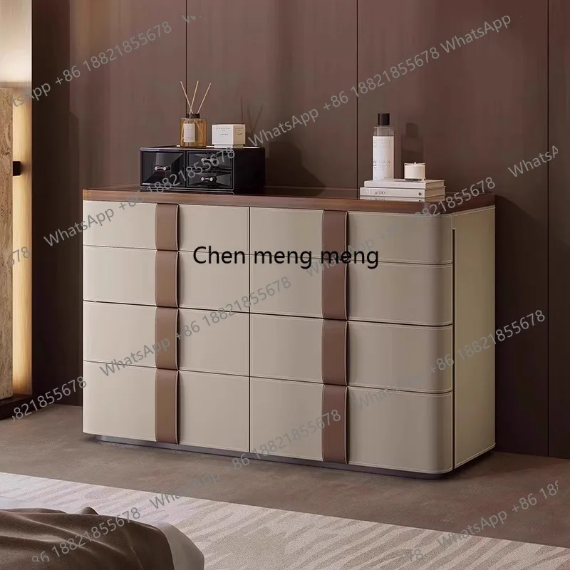 

Italian minimalist bedroom chest, saddle leather jewelry storage cabinet, household locker