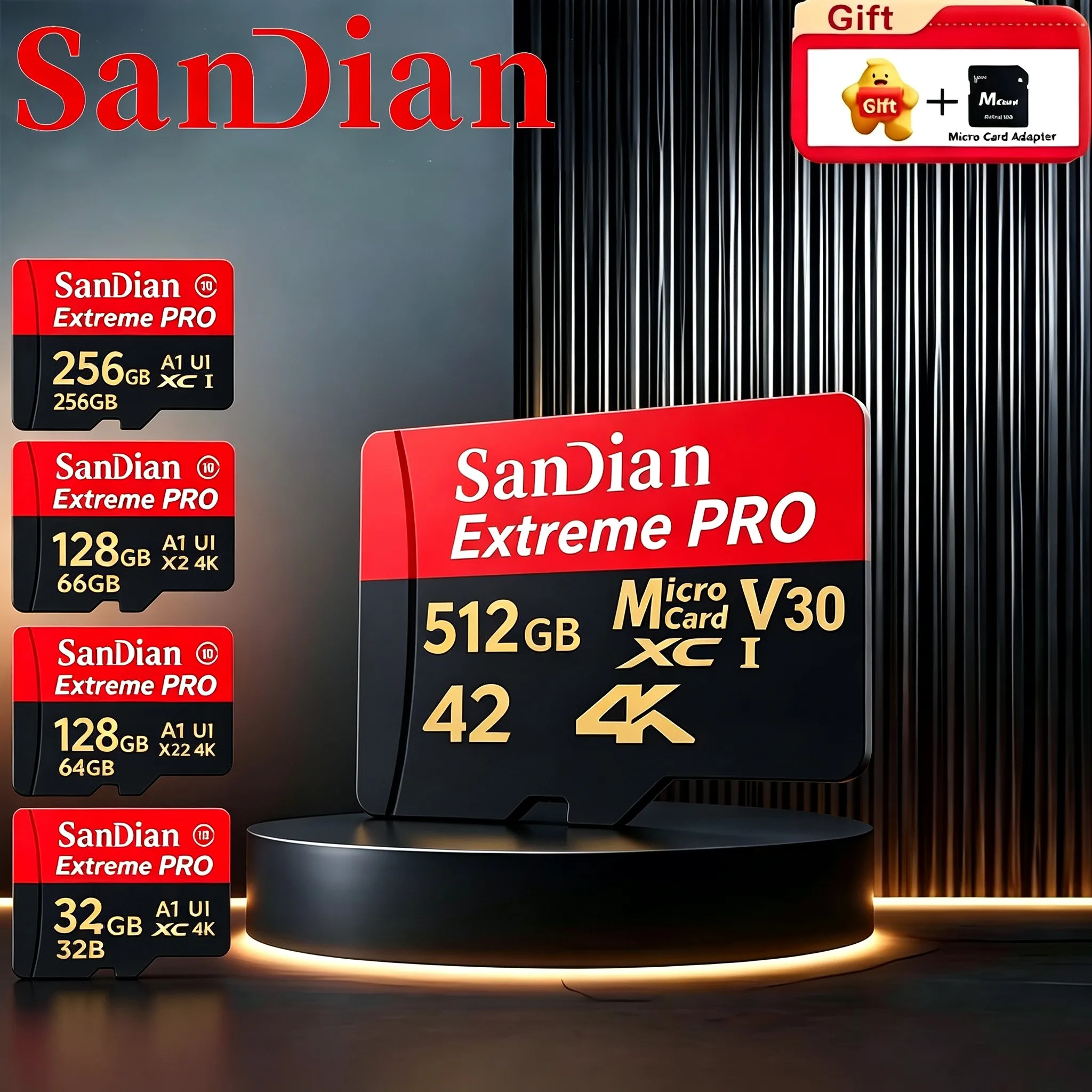 Plus SD Cards 64GB 512GB 32GB TF Cards Memory Card Micro TF SD Card X-Ray Proof 4K for Drone/Laptop/Desktop/Recorder/Dashcam